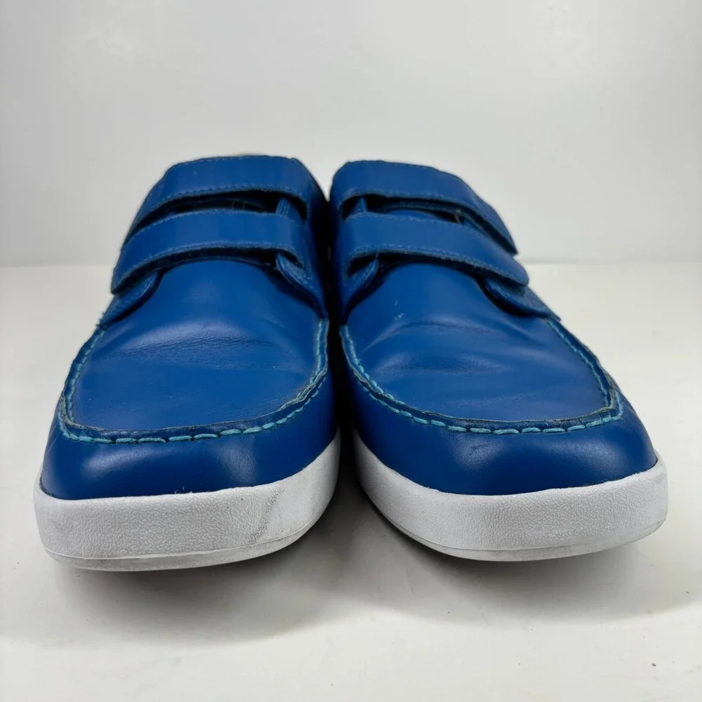CLAE Cousteau Men's 12 Royal Blue Leather Double-Strap Moc-Toe Boat Shoe Sneaker